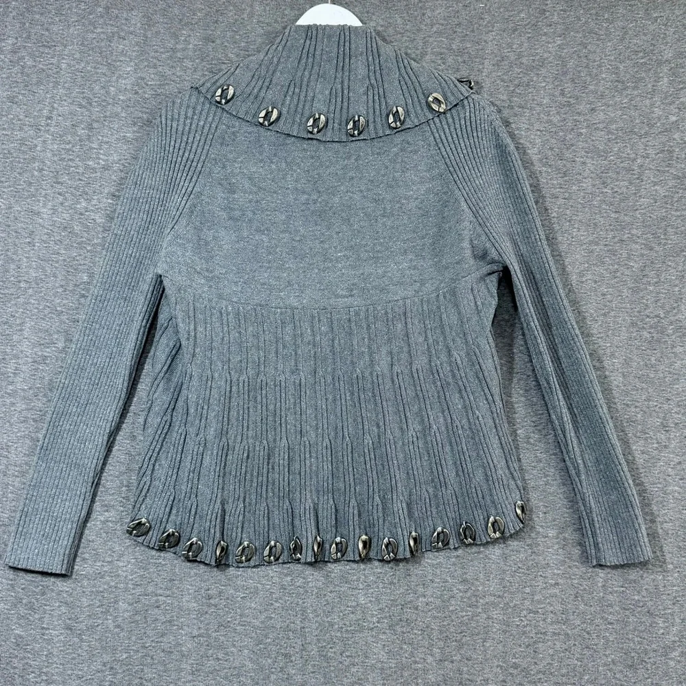 Angelz Apparel Women Cardigan L Grey Hardware Chain Unique Edgy Layer Grunge